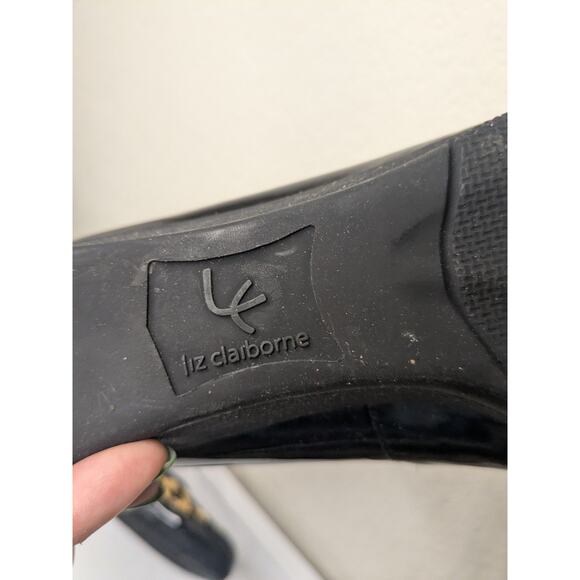 LIZ CLAIBORNE Women's Size 9.5 Stacy Black Patent Leather Houndstooth Loafers - Picture 7 of 10